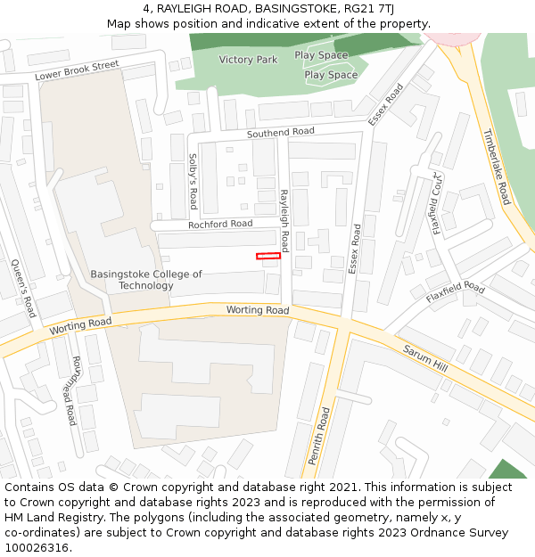 4, RAYLEIGH ROAD, BASINGSTOKE, RG21 7TJ: Location map and indicative extent of plot