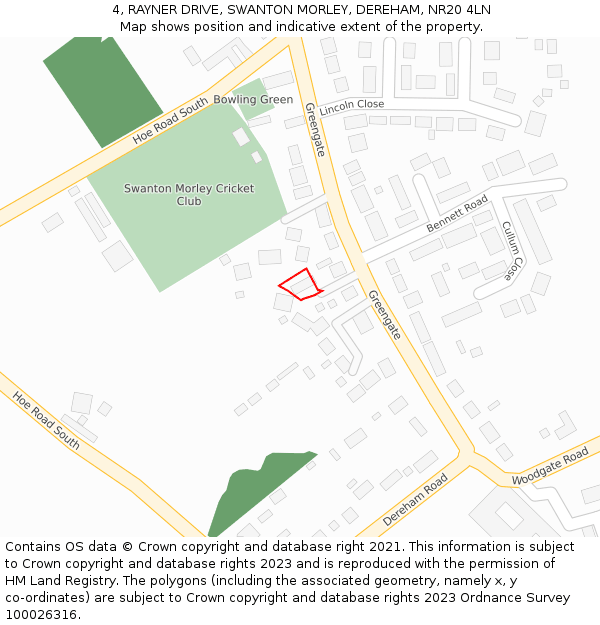 4, RAYNER DRIVE, SWANTON MORLEY, DEREHAM, NR20 4LN: Location map and indicative extent of plot