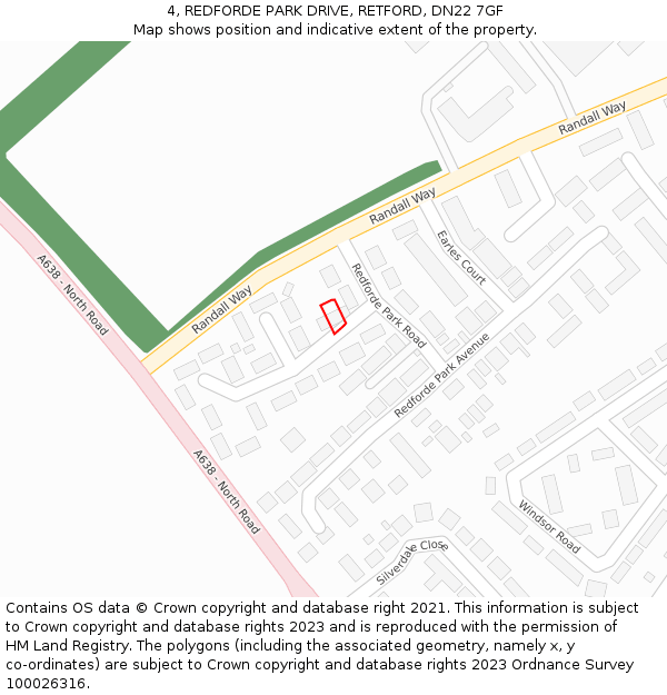 4, REDFORDE PARK DRIVE, RETFORD, DN22 7GF: Location map and indicative extent of plot