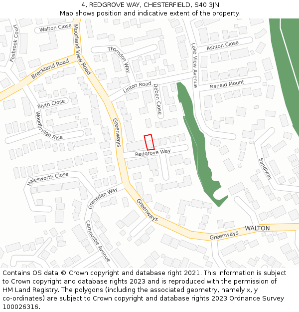 4, REDGROVE WAY, CHESTERFIELD, S40 3JN: Location map and indicative extent of plot