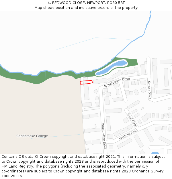 4, REDWOOD CLOSE, NEWPORT, PO30 5RT: Location map and indicative extent of plot