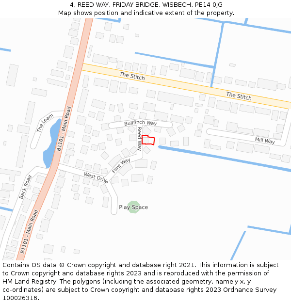 4, REED WAY, FRIDAY BRIDGE, WISBECH, PE14 0JG: Location map and indicative extent of plot