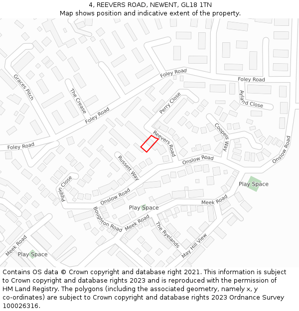 4, REEVERS ROAD, NEWENT, GL18 1TN: Location map and indicative extent of plot