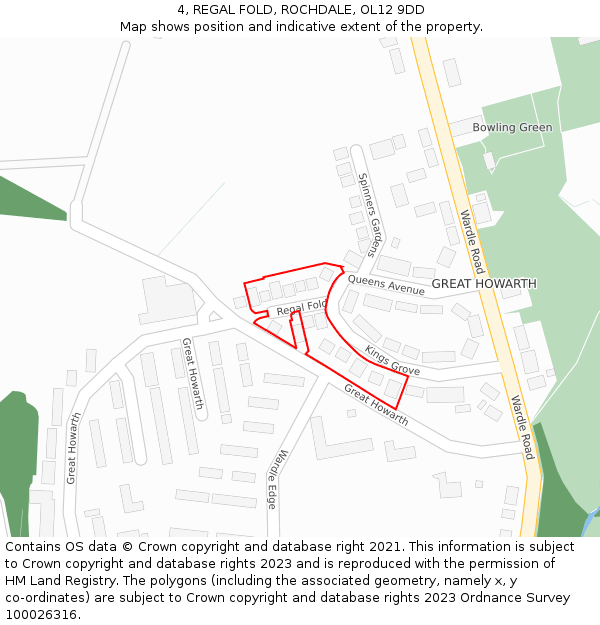 4, REGAL FOLD, ROCHDALE, OL12 9DD: Location map and indicative extent of plot