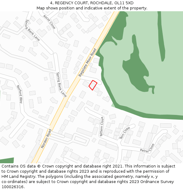 4, REGENCY COURT, ROCHDALE, OL11 5XD: Location map and indicative extent of plot