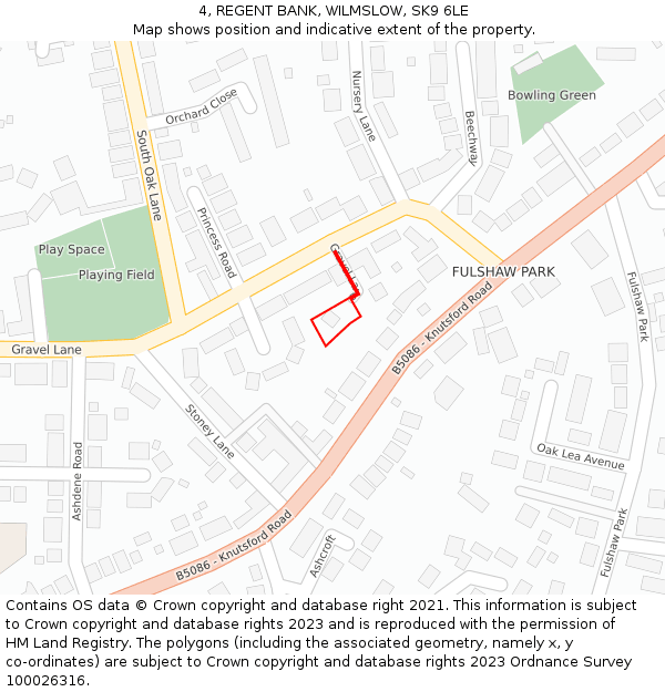 4, REGENT BANK, WILMSLOW, SK9 6LE: Location map and indicative extent of plot