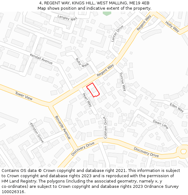 4, REGENT WAY, KINGS HILL, WEST MALLING, ME19 4EB: Location map and indicative extent of plot