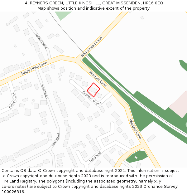 4, REYNERS GREEN, LITTLE KINGSHILL, GREAT MISSENDEN, HP16 0EQ: Location map and indicative extent of plot