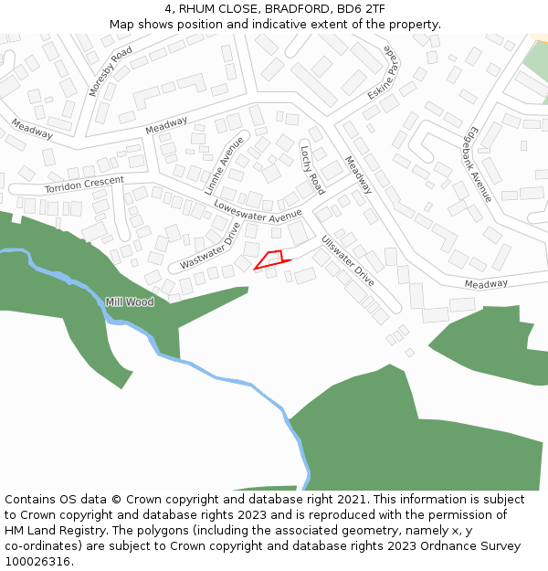 4, RHUM CLOSE, BRADFORD, BD6 2TF: Location map and indicative extent of plot