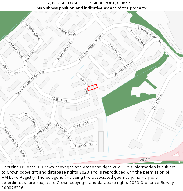 4, RHUM CLOSE, ELLESMERE PORT, CH65 9LD: Location map and indicative extent of plot