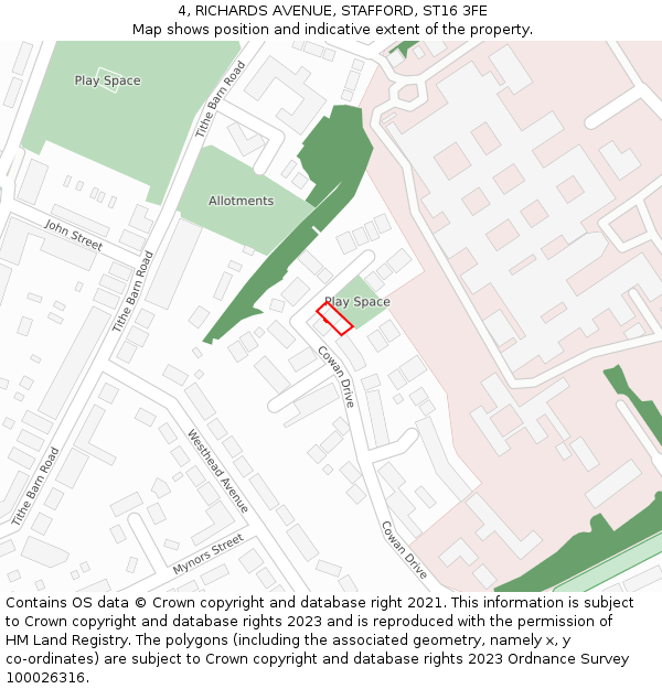 4, RICHARDS AVENUE, STAFFORD, ST16 3FE: Location map and indicative extent of plot