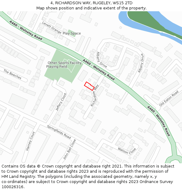 4, RICHARDSON WAY, RUGELEY, WS15 2TD: Location map and indicative extent of plot