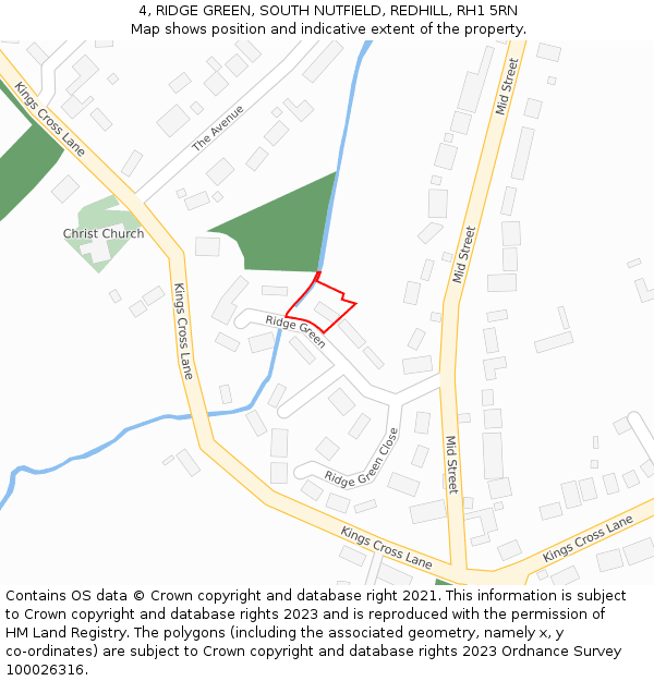 4, RIDGE GREEN, SOUTH NUTFIELD, REDHILL, RH1 5RN: Location map and indicative extent of plot