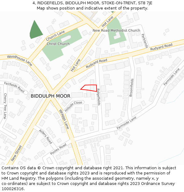 4, RIDGEFIELDS, BIDDULPH MOOR, STOKE-ON-TRENT, ST8 7JE: Location map and indicative extent of plot