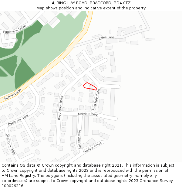 4, RING HAY ROAD, BRADFORD, BD4 0TZ: Location map and indicative extent of plot