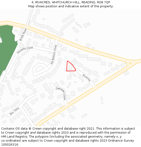 4, RIVACRES, WHITCHURCH HILL, READING, RG8 7QP: Location map and indicative extent of plot