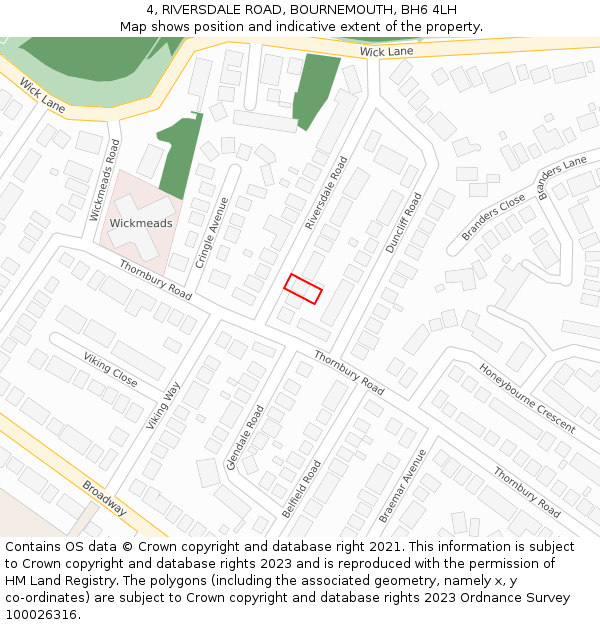 4, RIVERSDALE ROAD, BOURNEMOUTH, BH6 4LH: Location map and indicative extent of plot