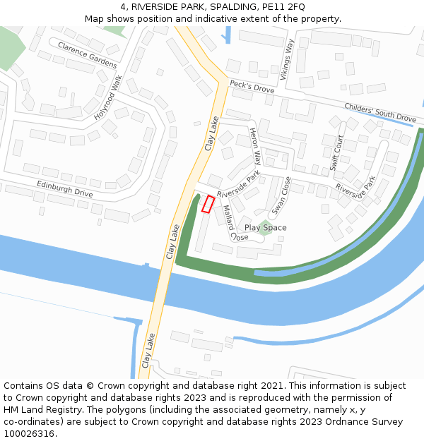 4, RIVERSIDE PARK, SPALDING, PE11 2FQ: Location map and indicative extent of plot