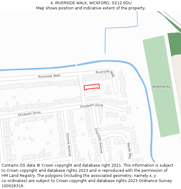 4, RIVERSIDE WALK, WICKFORD, SS12 0DU: Location map and indicative extent of plot