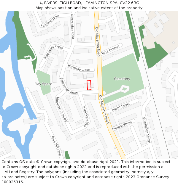 4, RIVERSLEIGH ROAD, LEAMINGTON SPA, CV32 6BG: Location map and indicative extent of plot