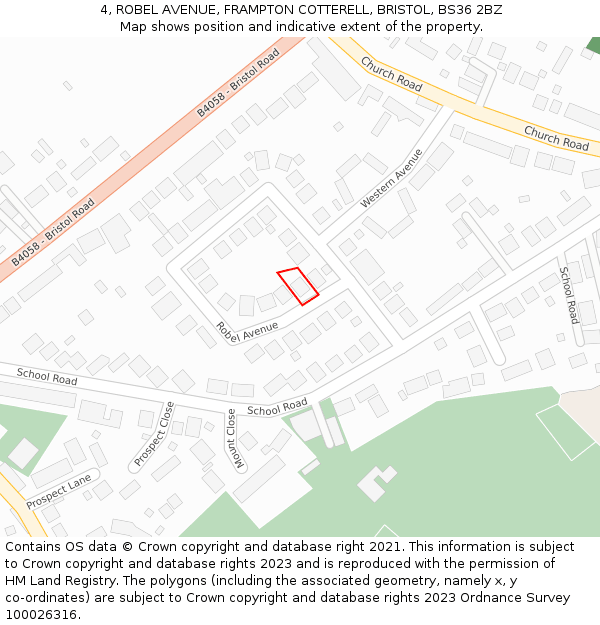 4, ROBEL AVENUE, FRAMPTON COTTERELL, BRISTOL, BS36 2BZ: Location map and indicative extent of plot