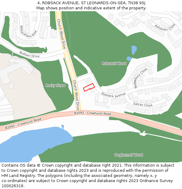 4, ROBSACK AVENUE, ST LEONARDS-ON-SEA, TN38 9SJ: Location map and indicative extent of plot