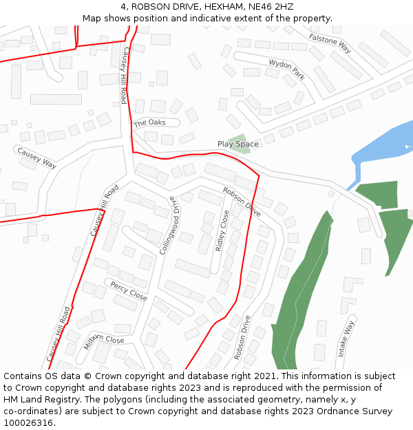 4, ROBSON DRIVE, HEXHAM, NE46 2HZ: Location map and indicative extent of plot