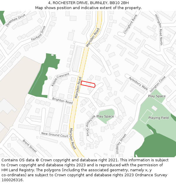 4, ROCHESTER DRIVE, BURNLEY, BB10 2BH: Location map and indicative extent of plot