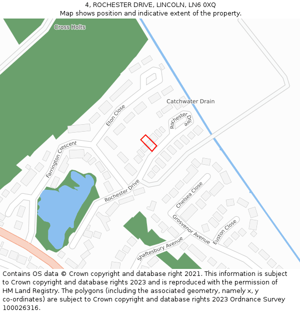 4, ROCHESTER DRIVE, LINCOLN, LN6 0XQ: Location map and indicative extent of plot