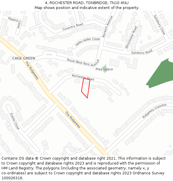 4, ROCHESTER ROAD, TONBRIDGE, TN10 4NU: Location map and indicative extent of plot