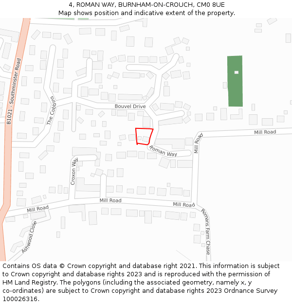 4, ROMAN WAY, BURNHAM-ON-CROUCH, CM0 8UE: Location map and indicative extent of plot