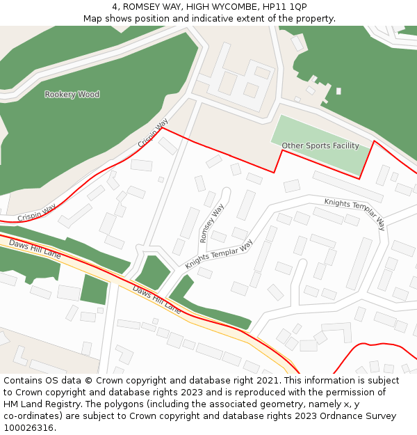 4, ROMSEY WAY, HIGH WYCOMBE, HP11 1QP: Location map and indicative extent of plot