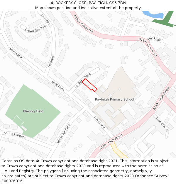 4, ROOKERY CLOSE, RAYLEIGH, SS6 7DN: Location map and indicative extent of plot