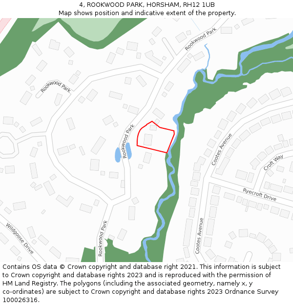 4, ROOKWOOD PARK, HORSHAM, RH12 1UB: Location map and indicative extent of plot