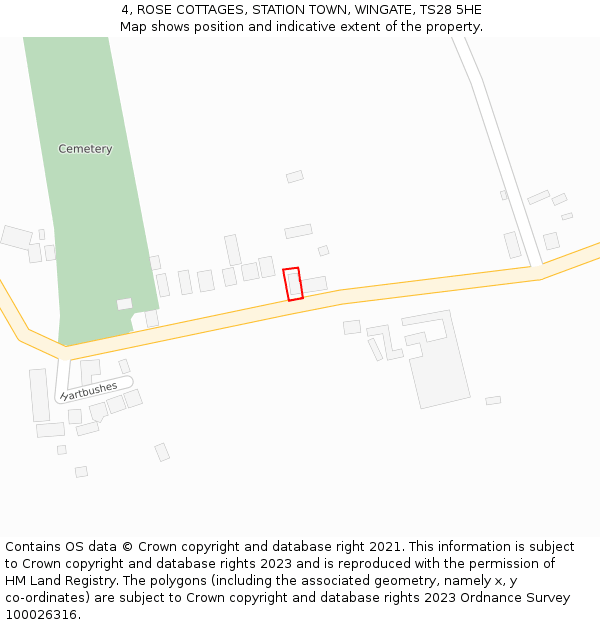 4, ROSE COTTAGES, STATION TOWN, WINGATE, TS28 5HE: Location map and indicative extent of plot