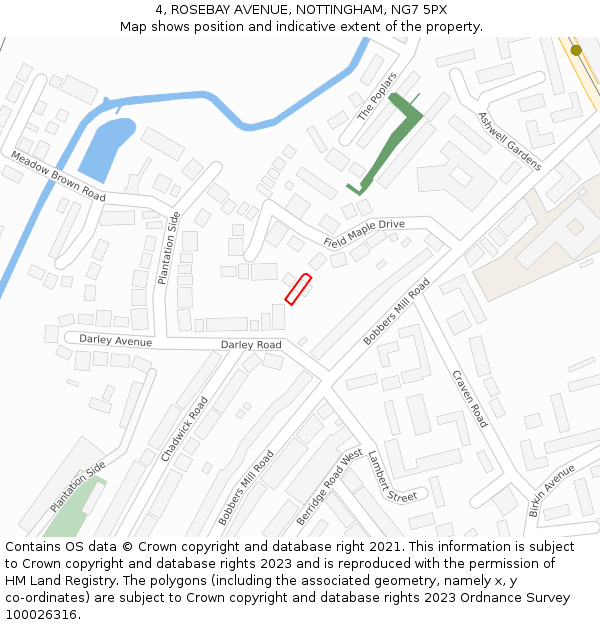 4, ROSEBAY AVENUE, NOTTINGHAM, NG7 5PX: Location map and indicative extent of plot