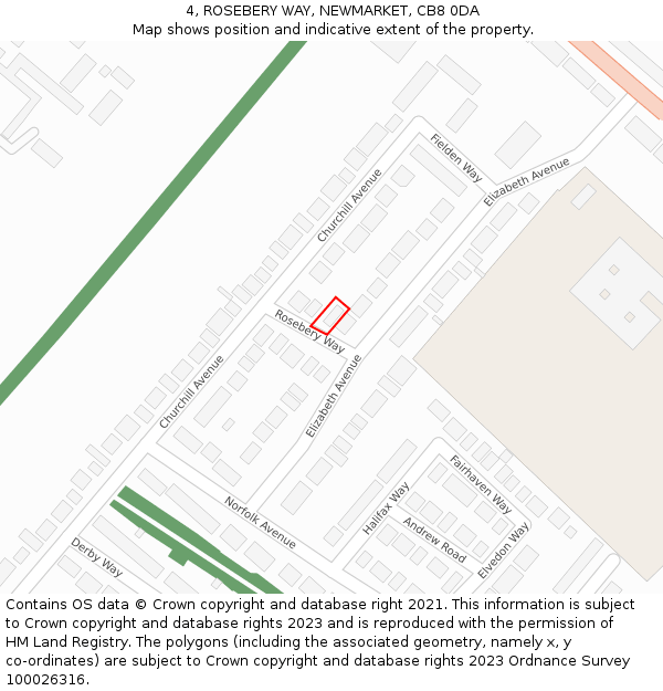 4, ROSEBERY WAY, NEWMARKET, CB8 0DA: Location map and indicative extent of plot