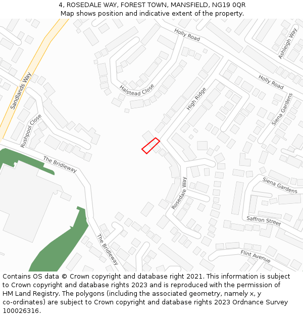 4, ROSEDALE WAY, FOREST TOWN, MANSFIELD, NG19 0QR: Location map and indicative extent of plot