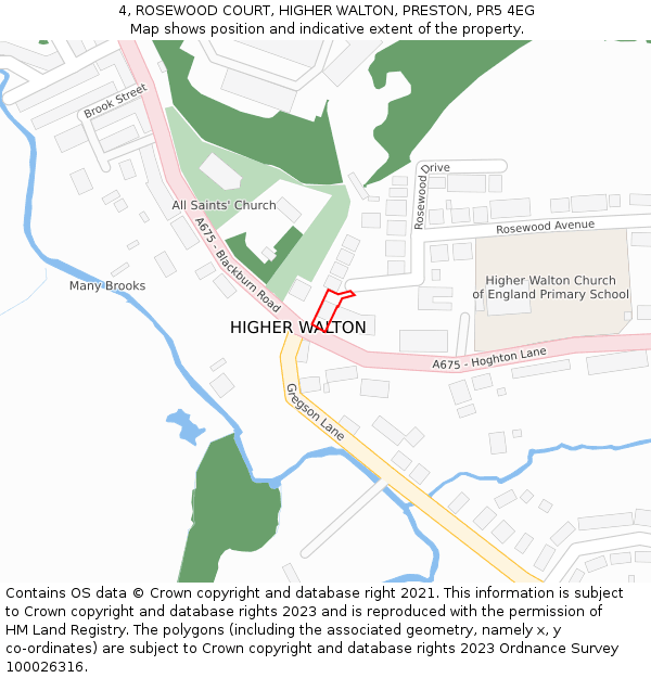 4, ROSEWOOD COURT, HIGHER WALTON, PRESTON, PR5 4EG: Location map and indicative extent of plot