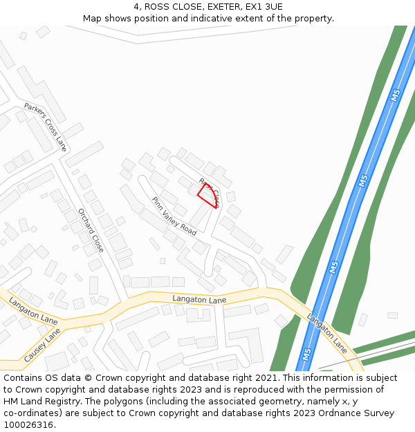 4, ROSS CLOSE, EXETER, EX1 3UE: Location map and indicative extent of plot