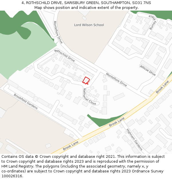 4, ROTHSCHILD DRIVE, SARISBURY GREEN, SOUTHAMPTON, SO31 7NS: Location map and indicative extent of plot