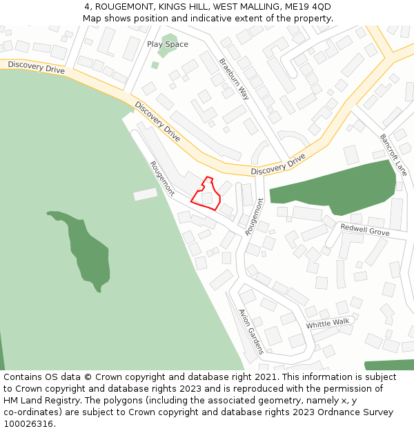 4, ROUGEMONT, KINGS HILL, WEST MALLING, ME19 4QD: Location map and indicative extent of plot