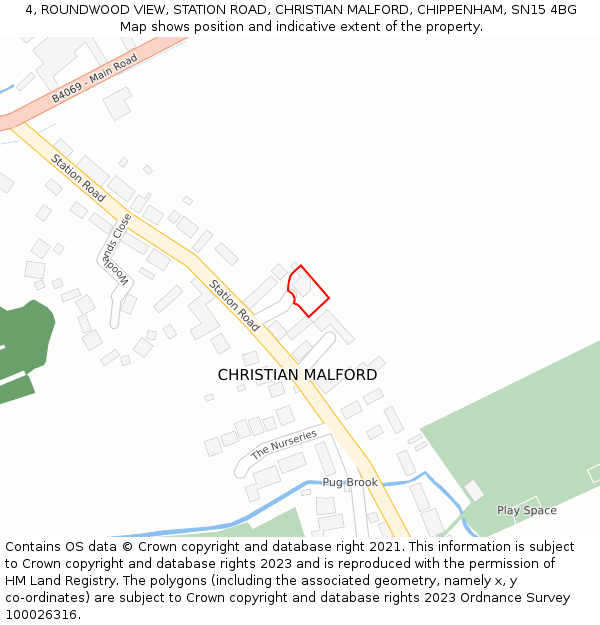 4, ROUNDWOOD VIEW, STATION ROAD, CHRISTIAN MALFORD, CHIPPENHAM, SN15 4BG: Location map and indicative extent of plot