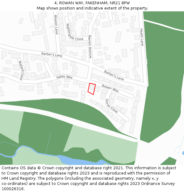 4, ROWAN WAY, FAKENHAM, NR21 8PW: Location map and indicative extent of plot