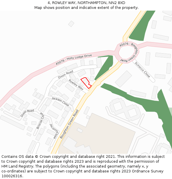 4, ROWLEY WAY, NORTHAMPTON, NN2 8XD: Location map and indicative extent of plot