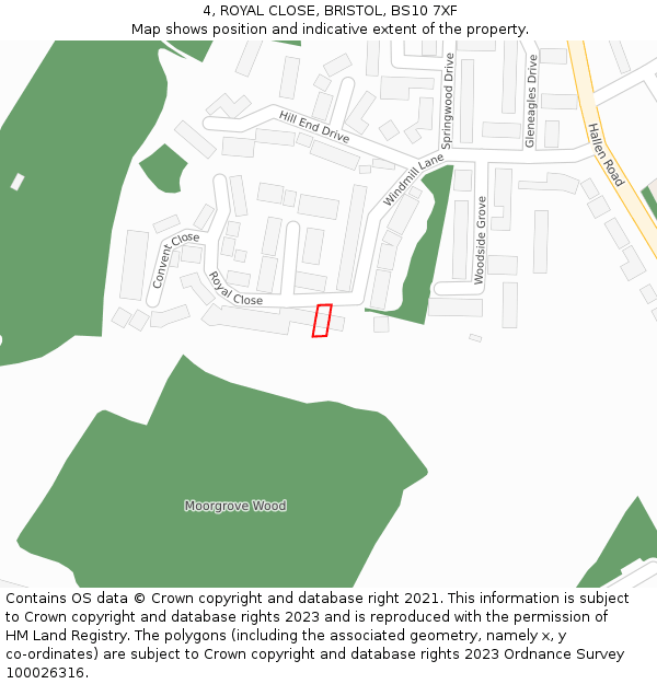 4, ROYAL CLOSE, BRISTOL, BS10 7XF: Location map and indicative extent of plot