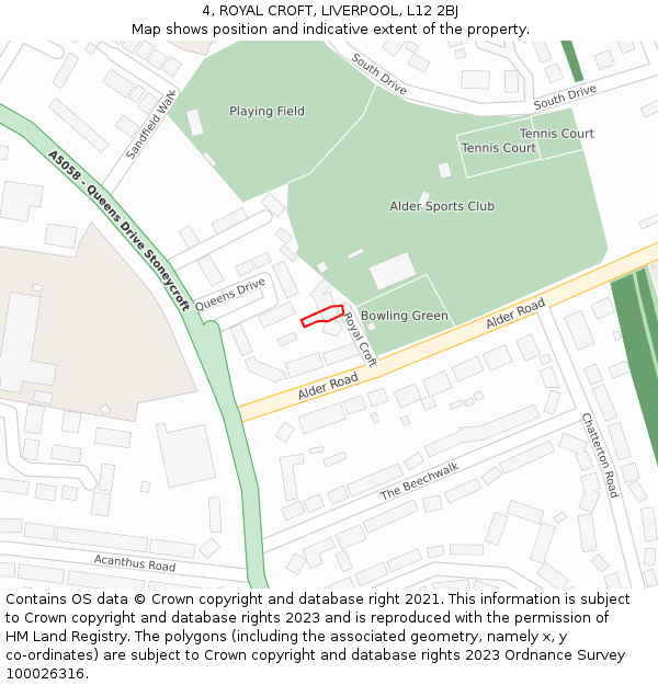 4, ROYAL CROFT, LIVERPOOL, L12 2BJ: Location map and indicative extent of plot