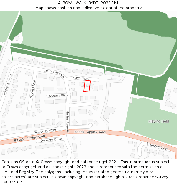4, ROYAL WALK, RYDE, PO33 1NL: Location map and indicative extent of plot