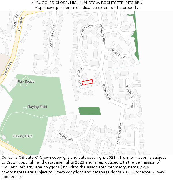 4, RUGGLES CLOSE, HIGH HALSTOW, ROCHESTER, ME3 8RU: Location map and indicative extent of plot