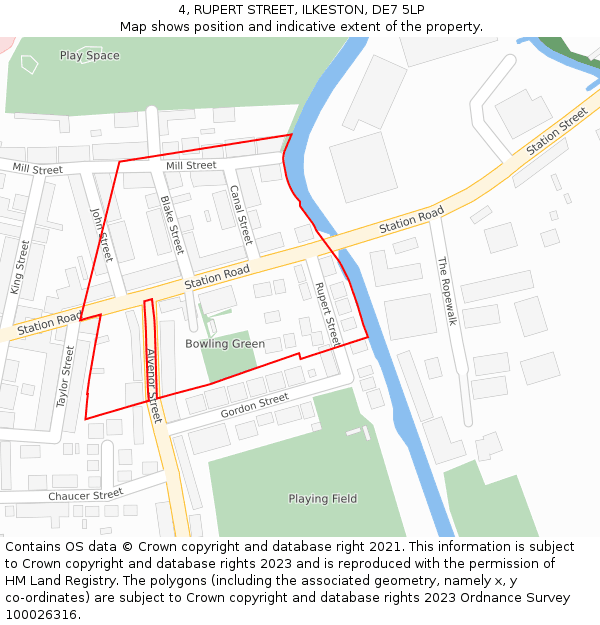 4, RUPERT STREET, ILKESTON, DE7 5LP: Location map and indicative extent of plot